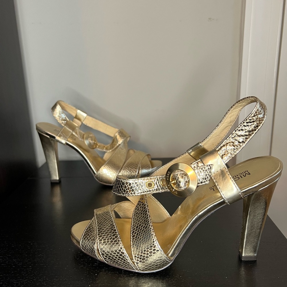 Michael Kors gold embossed heels